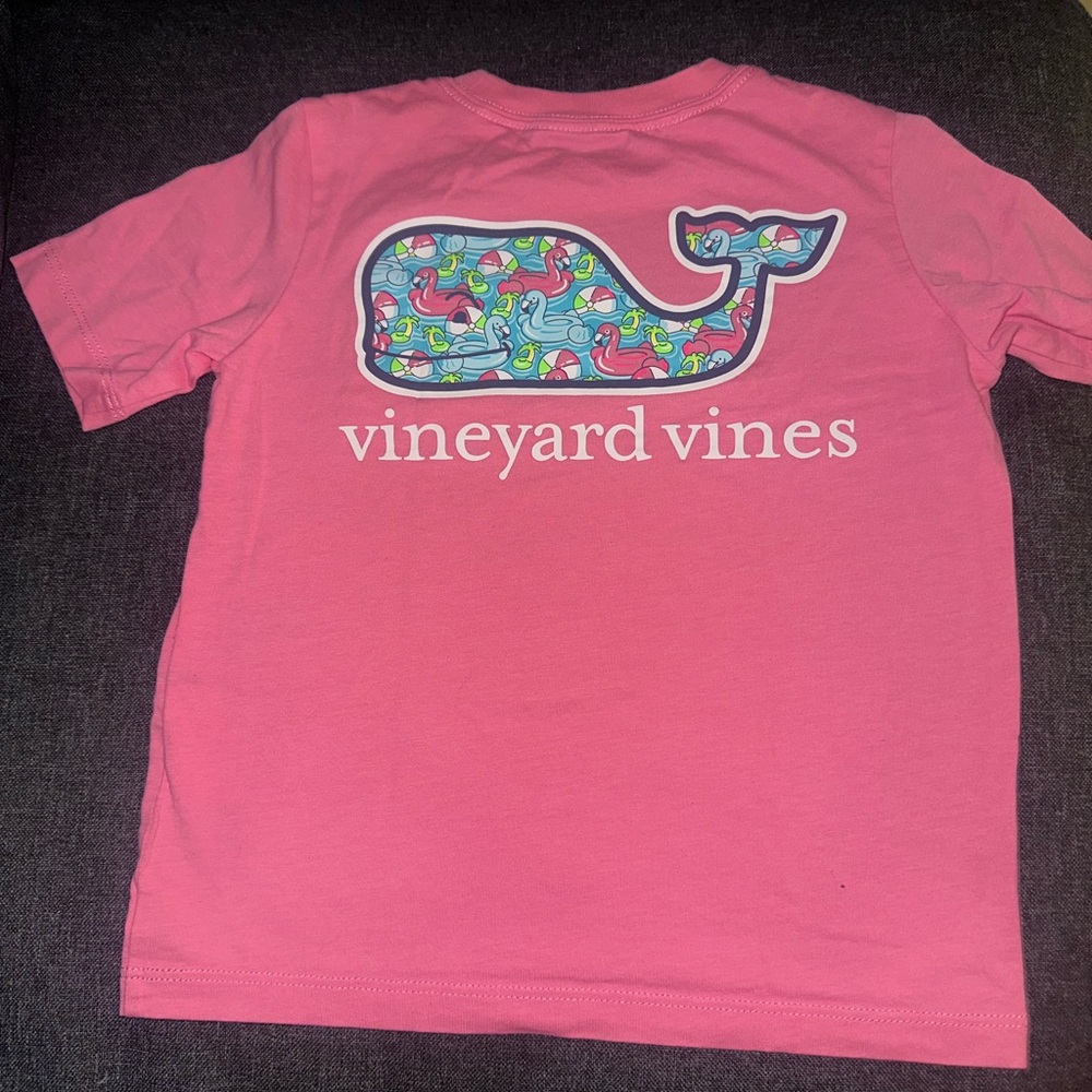Vineyard Vines Pink Short Sleeve Tee with Whale Design